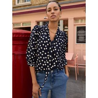 Baukjen Baukjen Mini Blue Amalie Printed Tie Neck Blouse Polka