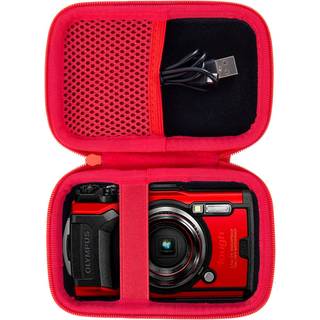 Aenllosi Hard b?rende sag kompatibel med Olympus Tough TG-6 / OM System Tough TG-7 vandt?t kamera (kun RED)