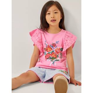 Monsoon Monsoon Pink Floral Print Bouquet Broderie Frill Blouses
