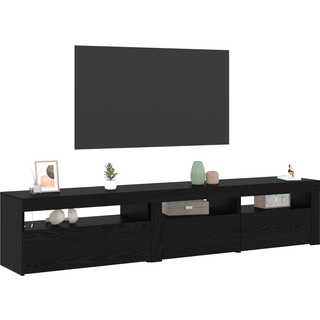 Tv-Møbler 2 Dele Sort Eg 195 X 35 X 40 Cm Konstrueret Træ