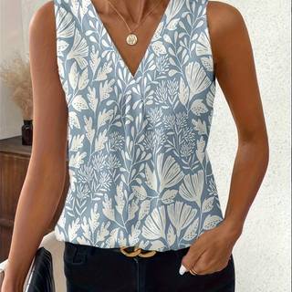 TEMU Elegant Women's Casual Tank Top With Floral Print For Spring And Summer.