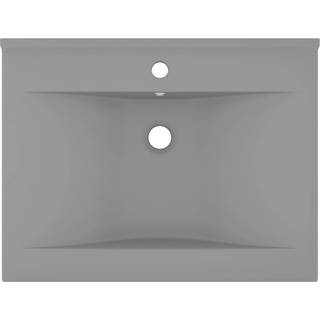 luksuriøs håndvask m. vandhanehul 60x46 cm keramik mat lysegrå