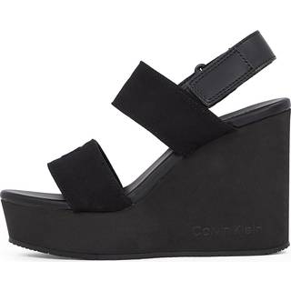 Canvas Platform Wedge Sandals - Black - EU 40