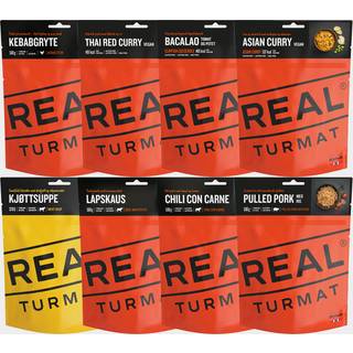 Stor pakke frysetørret mad / campingmad Real Turmat, glutenfri, 8-pack, 3720 gram