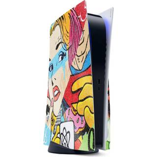 Mightyskins blanke glitter -spil hud til PS5 / PlayStation 5 - Cartoon Mania | Holdbar højglans glitter finish | Let at anvende og skifte stil |