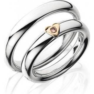 Vielsesringe - Sølvringe blank i 3mm m. 14kt. guldhjerte og 0,03ct. brillant