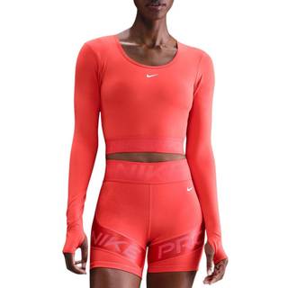 Kort Nike Pro Dri-FIT-top med lange ærmer til kvinder - rød - S (EU 36-38)