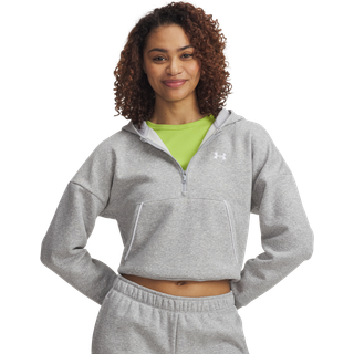 Under Armour Rival Fleece Piped Women's ½ Zip Hoodie Mod Gray Light Heather / White XL