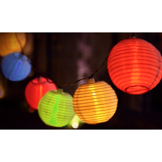 Solcelle Lyskæde med 30 LED og Kulørte Rispapir Lanterner