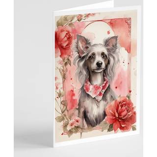 Caroline's Treasures DAC4405GCA7P Kinesisk Crested Valentine Roses Helearing Cards Pack med 8 blanke kort med konvolutter, finurlig A7 Størrelse