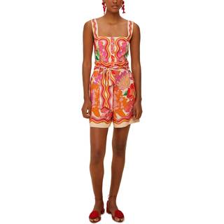 Farm Rio Spring Affair printed linen-blend romper - multicoloured - S