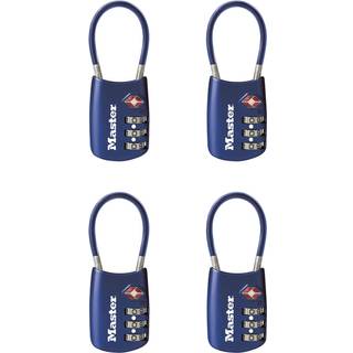 Master Lock Blue Indstil din egen kombination TSA -godkendte bagage Lock Travel Zipper Hængelås er perfekt til kuffertasker eller rygsække 4 Pack