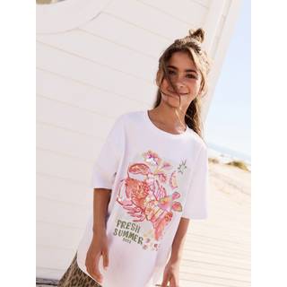 Next Overdimensioneret Tryk T-shirt med pailletterprint og grafik (3-16år)