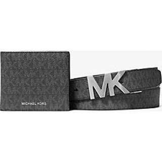 MK Signature Logo Wallet and Reversible Belt Gift Set - Black - Michael Kors - ONE SIZE