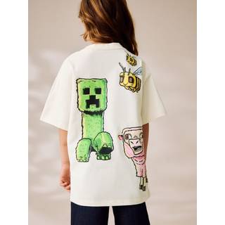 Next Cream Oversized Minecraft License Graphic Print 100% Cotton T-Shirt (3-16yrs)
