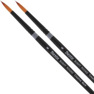 Kreativt Mark Beste Golden Taklon Bushy Round #10x0-2 Pack Artist Brush Professionel akvarelbørster til akrylmaleri Kort håndtag Skarpe kanter Hå