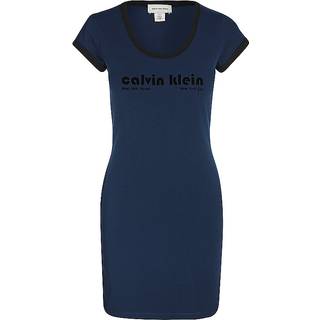 Calvin Klein Calvin Klein Blue Short Sleeve Graphic Print Scoop Dress