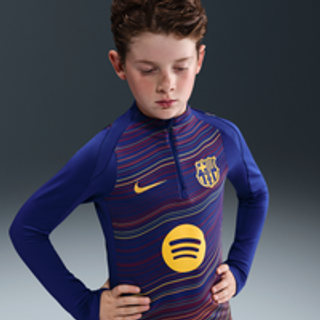 FC Barcelona Strike Home Nike Dri-FIT Pre-Match-fodboldtræningstrøje til større børn - blå - blå - XL