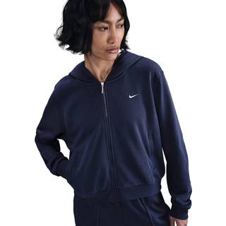 Løs Nike Sportswear Chill Terry-hættetrøje til kvinder i french terry med fuld lynlås - blå - S (EU 36-38)