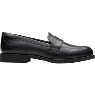 Clarks Clarks Black Leather Standard Fit (F) Older Girls Tappa Edge Loafers - EU 37.5 (UK 4.5 F)