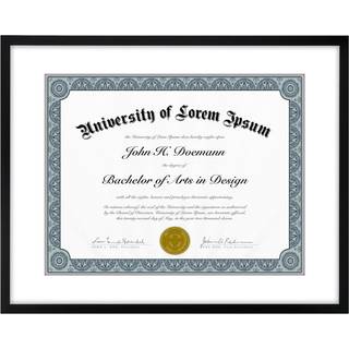 AmericanFlat 11x14 Diplomramme med knust -resistent glas - Brug som 8,5x11 ramme med Mat eller 11x14 ramme uden Mat - Legacy Collection - tynd bi