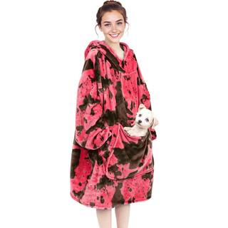 B?rbar t?ppe hot pink hyggelig fleece sweatshirt t?ppe h?ttetr?je med ?rmer og lomme mikro plys indpakning t?ppe gaver til voksne kvinder teenage