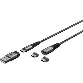 USB 2-i-1 kabel, magnestisk (60W, HighSpeed) | 1 meter | PRIS-MATCH