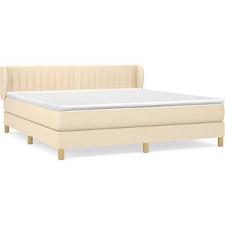 Kontinentalseng Med Madras Stof Farvet Creme - Lodrette striber / 180 x 200 cm