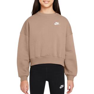Nike Girls' Club Fleece Crop Crew Sweatshirt Junior, Hemp - 13-15Y