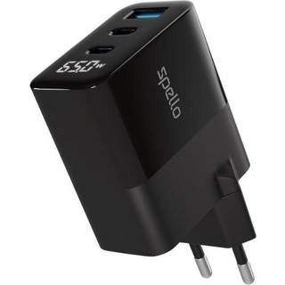 Spello 65W PD Vægoplader m. 2 x USB-C / 1 x USB-A - Sort