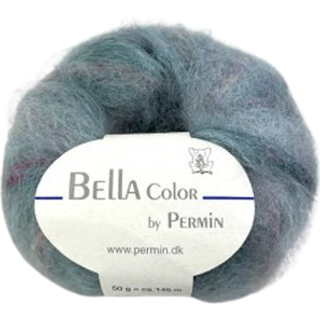 Permin Bella Color 68 Patina Indhold: 75% kid mohair, 20% uld, 5% polyamid Vægt/længde: 50 g = ca. 145 meter Anbefalede pinde: 6.00 mm Strikkefasthed: 10 x 10 cm = 14 m x 22 p Vask: Håndvask, max 30ºC.