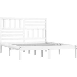 Sengeramme Massivt Fyrretræ - Hvid / 120 x 200 cm