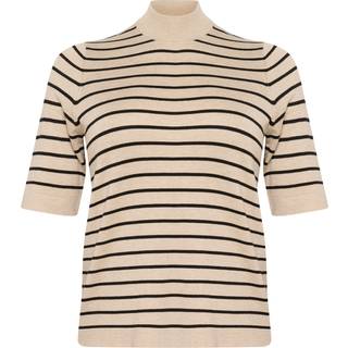 Kaffe Curve Kclizzy Striped Turtleneck Strik 10583484 Feather Gray / Black Stripe (XLARGE)