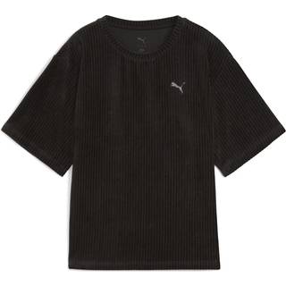 PUMA Essentials Elevated Relaxed Velour Rib Tee Women, Clothing, Black, S