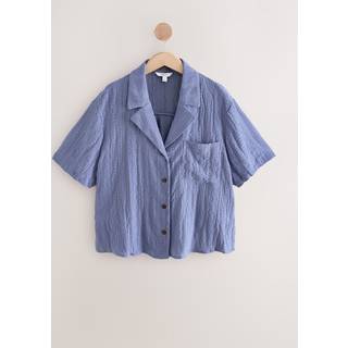 Next Pale Blue Broderie Short Sleeve Holiday Shirt