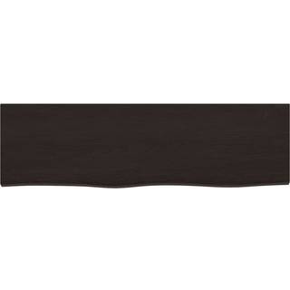 væghylde 100x30x(2-6) cm behandlet massivt egetræ mørkebrun