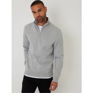 Threadbare Threadbare Grey Mock T-Shirt Quarter Zip Sweatshirt