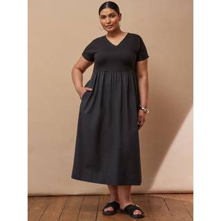 Live Unlimited Live Unlimited T-shirt Skjortekjole i vævet jerseyblanding - EU 46 (UK 18)