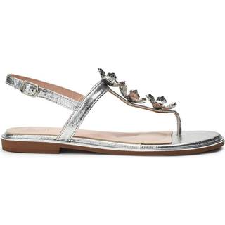 Moda in Pelle Moda in Pelle Silver Jewelle Flower Print Trim Toe Post Flat Comfort Sandals
