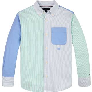 Colour-Blocked Mixed Stripe Oxford Shirt
