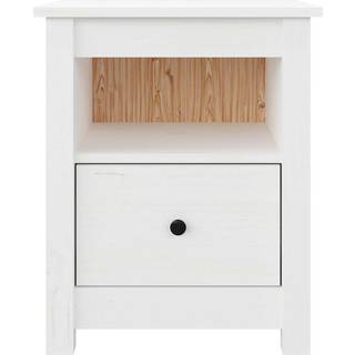 sengebord 40x35x49 cm massivt fyrretræ hvid