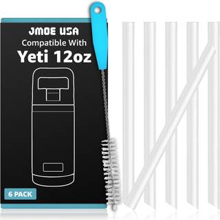 JMoe USA Straws til Yeti Rambler Jr. 12oz Børneflasker | Udskiftning af plaststrå tilbehør | Food Grade & BPA gratis | 6-pack | Med rengøringsbør
