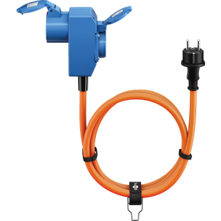 CEE adapterkabel 2,5 mm² m/ 90° stik til schuko - IP44, 16A, 1,5m