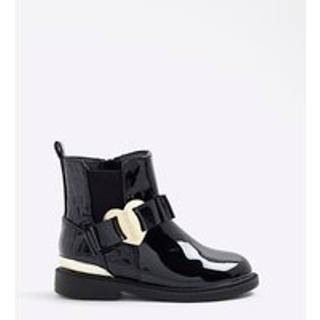River Island River Island Black Patent Heart Bow Chelsea Boots