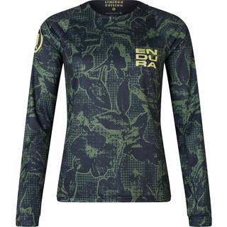 Endura Women's Floral LTD Printed L/S Tee Cykeljersey Damer størrelse S farve blå