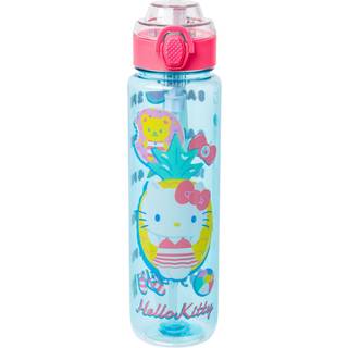 Sølv bøffel sanrio hello kitty pool fest plastblå vandflaske med låse låg rem og hydration tracker 33 ounces