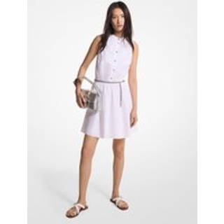 MK Stretch Organic Cotton Poplin Mini Dress - White - Michael Kors - L
