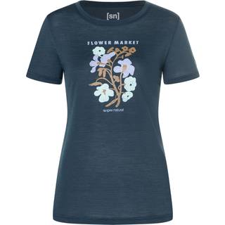 super.natural Women's Flower Market Tee Merino-shirt Damer størrelse M farve blå