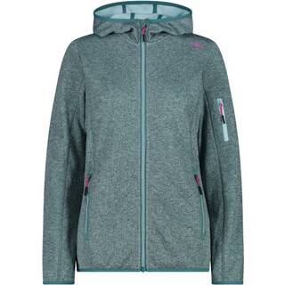 CMP Women's Jacket Fix Hood Knitted + Mesh Fleecejakke Damer størrelse 40 farve turkis