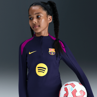 FC Barcelona Strike Nike Dri-FIT-fodboldtræningstrøje til større børn - lilla - XS